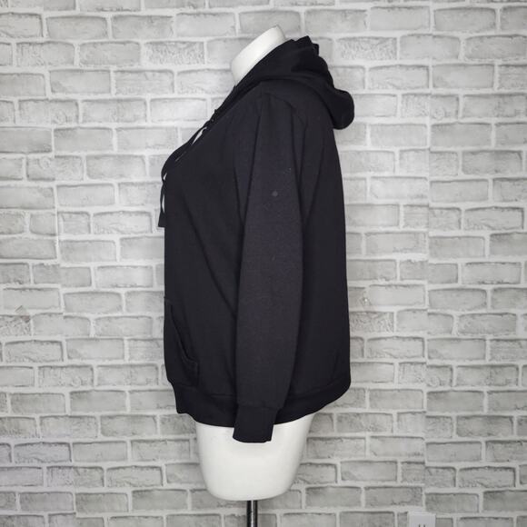 Torrid Lace Up Black Hoodie Cozy Fleece Snake Rose, size 2 - Picture 3 of 8